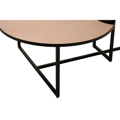 Smoked Mirror Top and Black Wooden Frame 2-Tier Coffee Table, Cercle