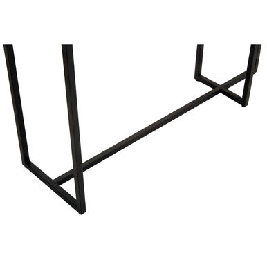 Smoked Mirror Top 2-Tier Console Table with Black Asymmetric Metal Frame, Cercle