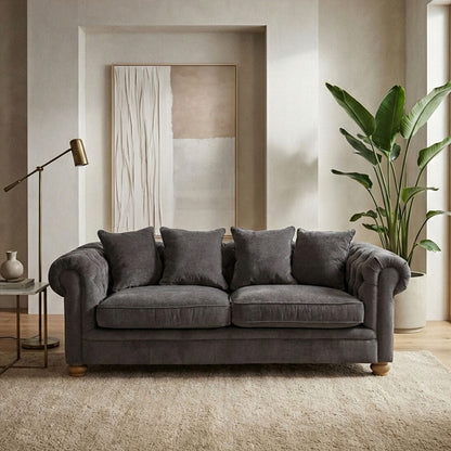 3 Seater Grey Fabric Sofa, Spencer - Image 1