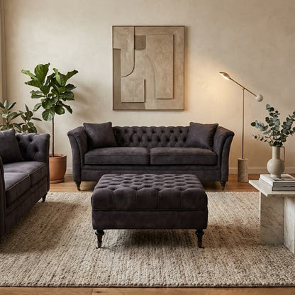 Grey Velvet Ottoman, Sabrina