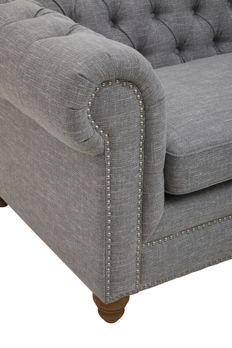 3 Seater Grey Linen Sofa, Stella - Image 9