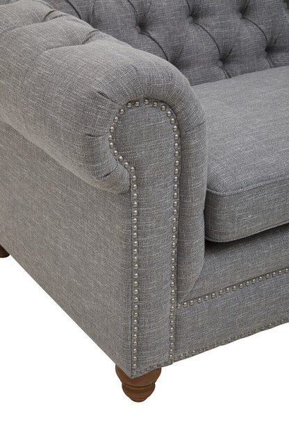 Stella Three Seat Grey Linen Sofa