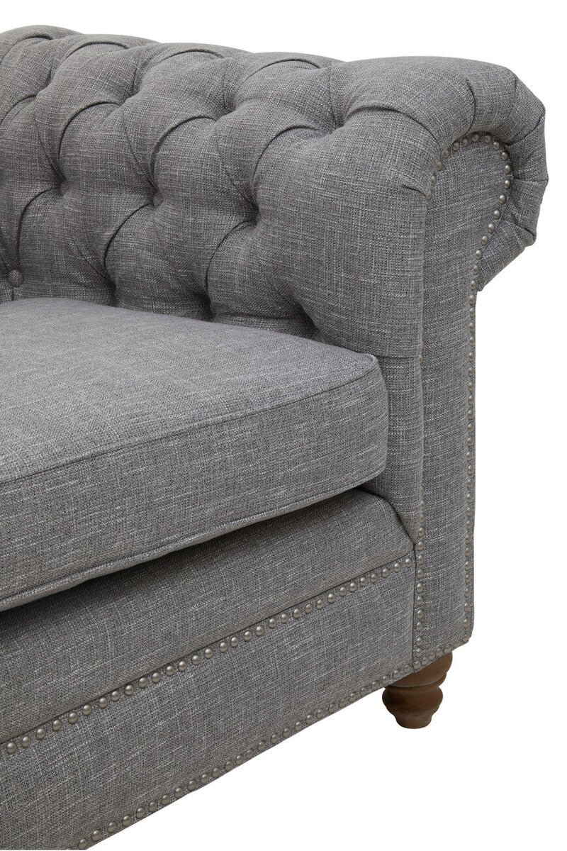3 Seater Grey Linen Sofa, Stella - Image 10