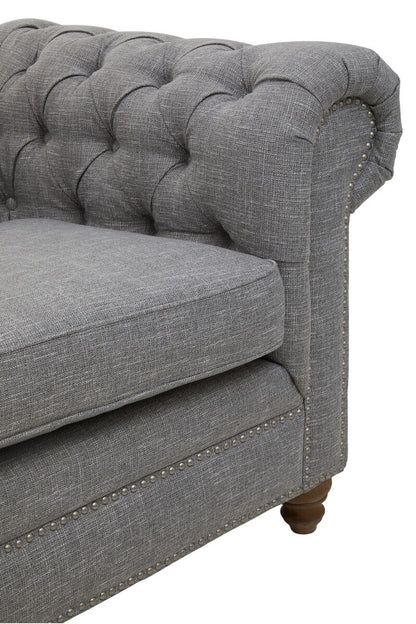 Stella Three Seat Grey Linen Sofa