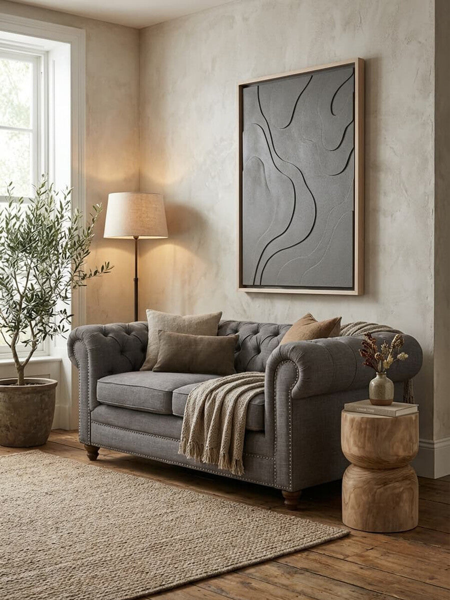 2 Seater Grey Linen Sofa, Stella - Image 4