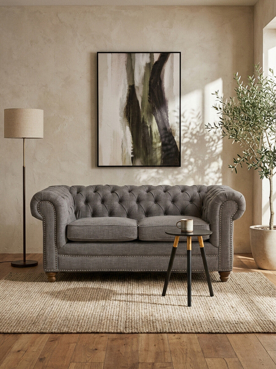 2 Seater Grey Linen Sofa, Stella - Image 7
