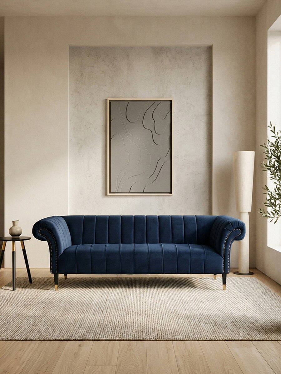 3 Seater Midnight Velvet Sofa, Siena - Image 7