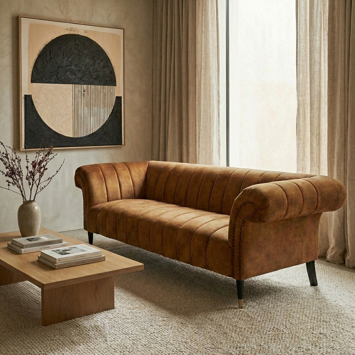 3 Seater Gold Velvet Sofa, Siena - Image 6