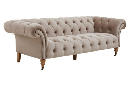 Suri Three Seat Natural Velvet Sofa - Image 2
