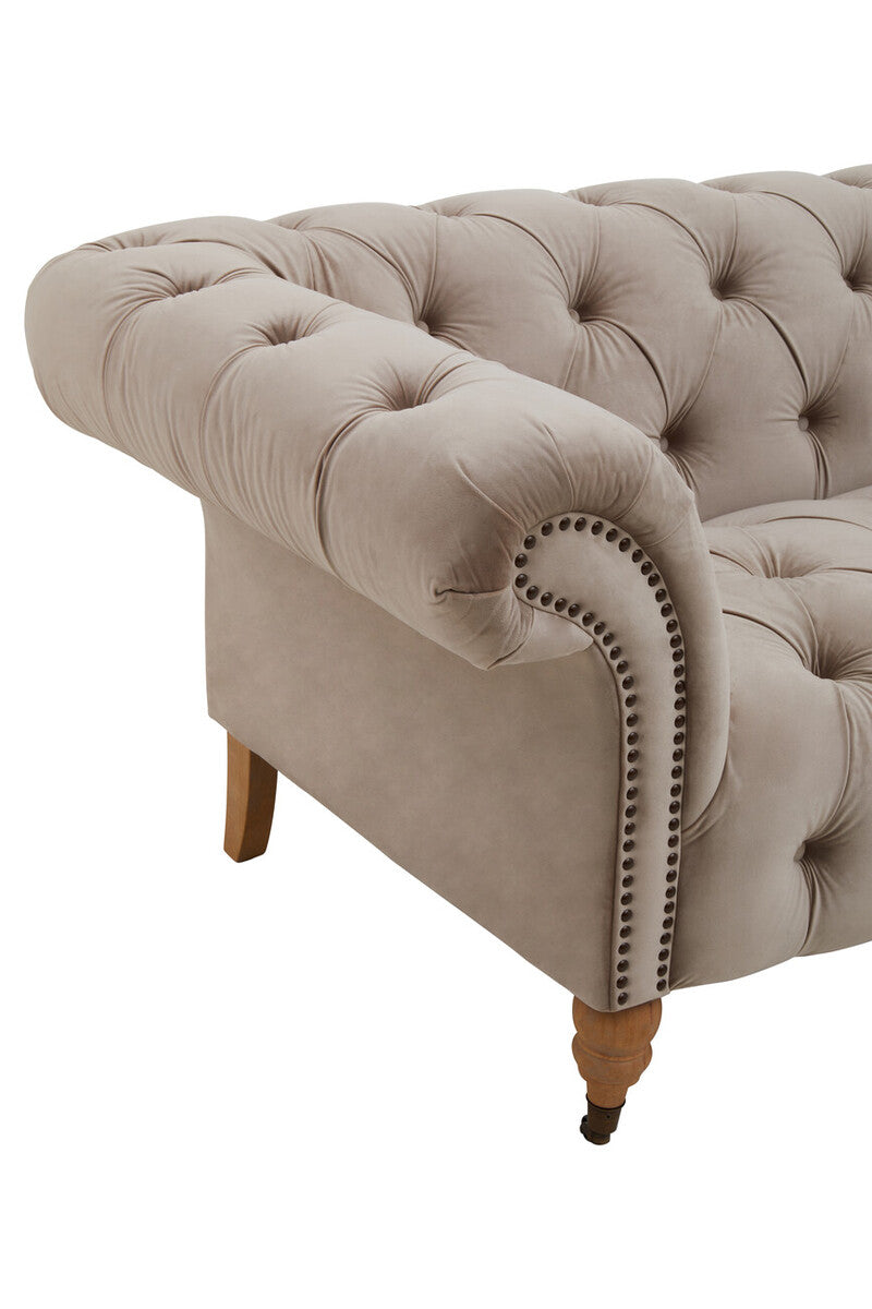 Suri Three Seat Natural Velvet Sofa - Image 6