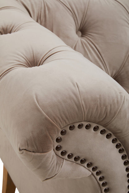 Suri Three Seat Natural Velvet Sofa - Image 8