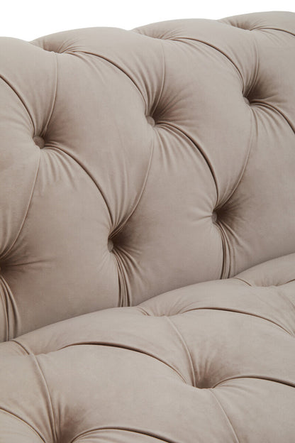 Suri Three Seat Natural Velvet Sofa - Image 9