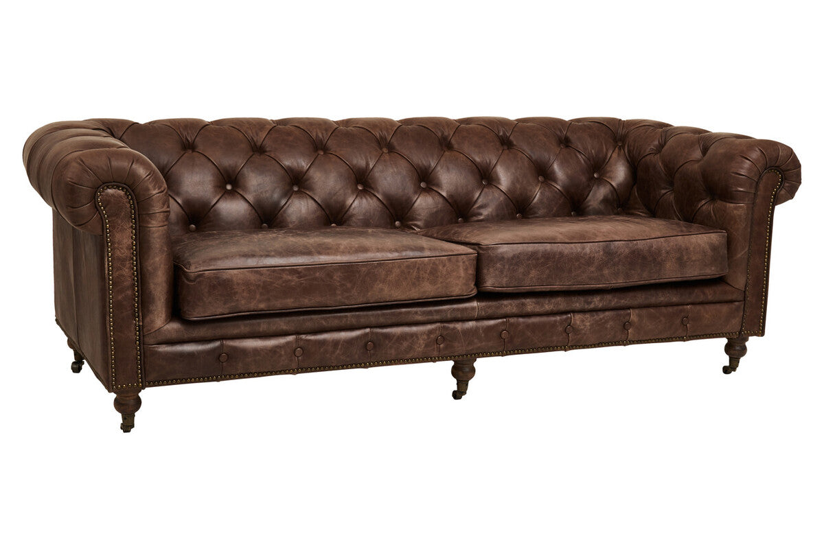 Hoxton Brown Leather Sofa - Image 2