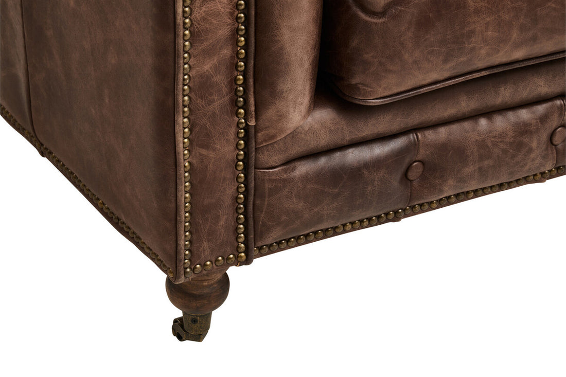 Hoxton Brown Leather Sofa - Image 5