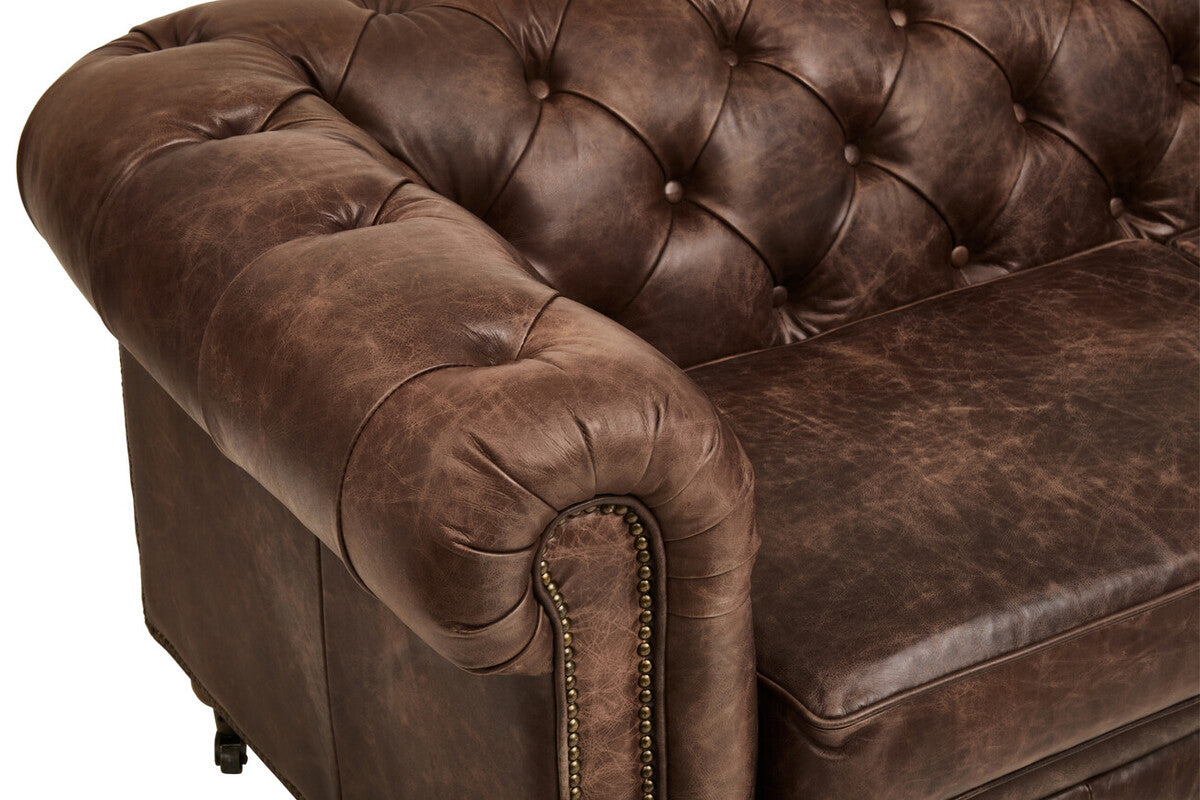 Hoxton Brown Leather Sofa - Image 6