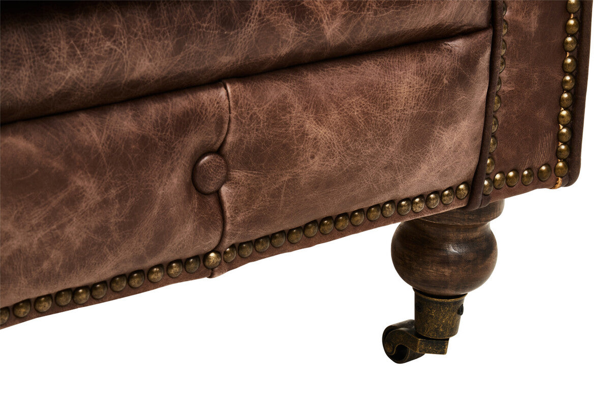 Hoxton Brown Leather Sofa - Image 8