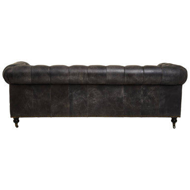 3 Seater Antique Black Chesterfield Leather Sofa, Hoxton - Image 5