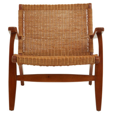 Java Brown Finish Natural Rattan Woven Chair