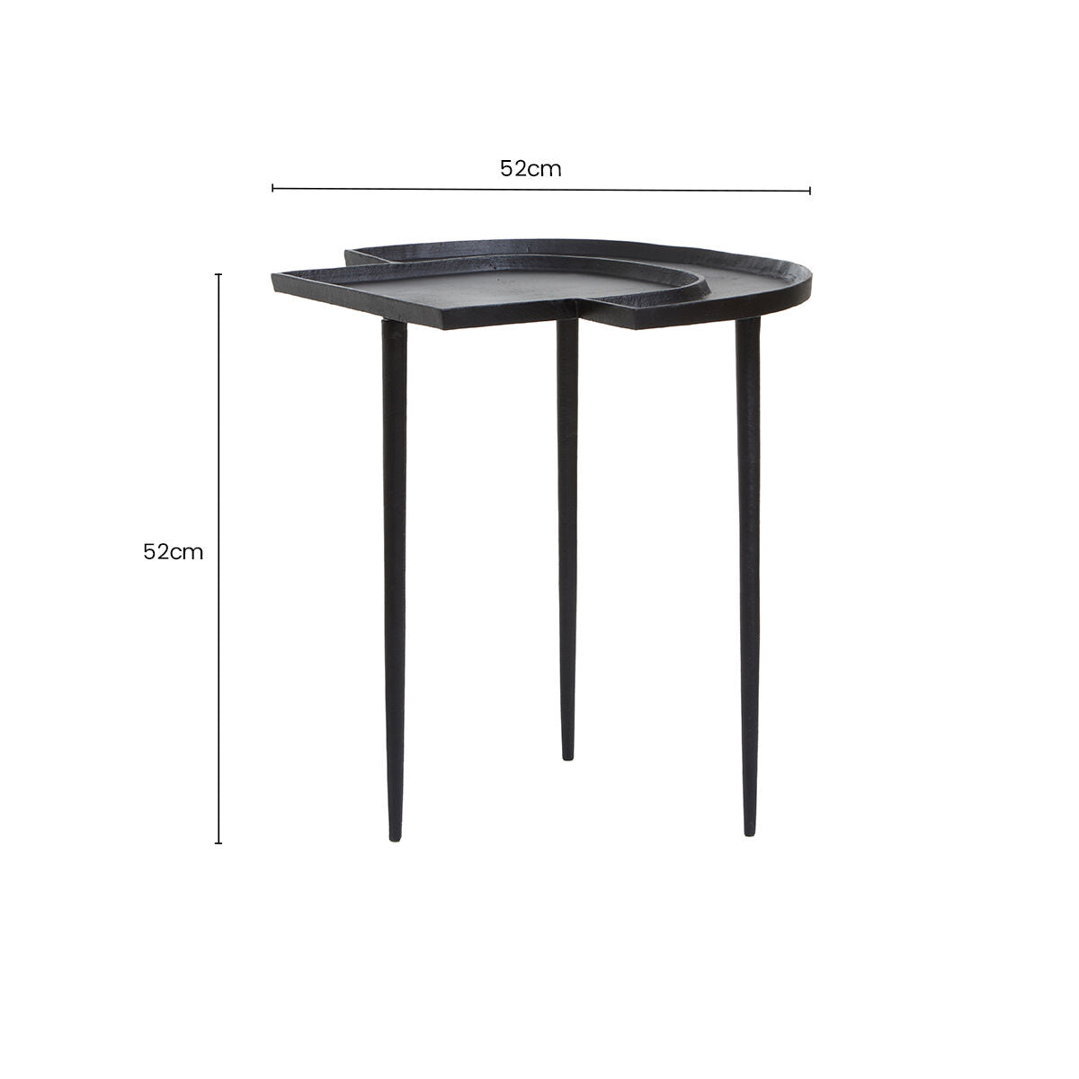 Silver Overlapping Tray Top Side Table with Black Metal Legs | Simbolo