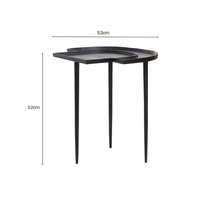 Black Nickel Metal Top Futuristic Abstract Side Table with Black Frame | Simbolo