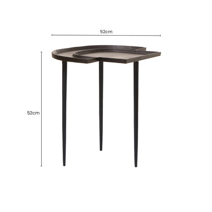 Brown Bronze Metal Top Abstract Side Table with Black Legs, Simbolo
