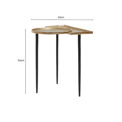 Gold Overlapping Tray Top Side Table with Black Metal Legs | Simbolo