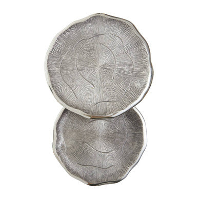 Silva Set Of Two Oak Effect Silver Top Side Tables