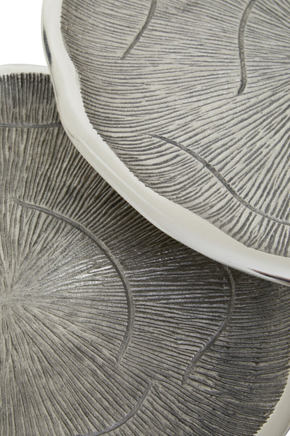 Silva Set Of Two Oak Effect Silver Top Side Tables