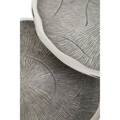 Silva Set Of Two Oak Effect Silver Top Side Tables