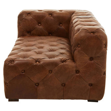 Brown Leather Left Arm Modern Chesterfield Sofa, Hoxton - Image 3