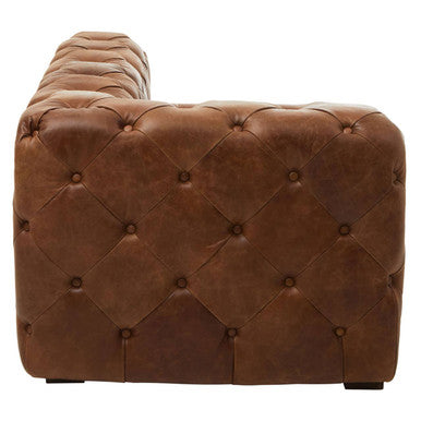 Brown Leather Left Arm Modern Chesterfield Sofa, Hoxton - Image 4