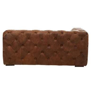 Brown Leather Left Arm Modern Chesterfield Sofa, Hoxton - Image 5
