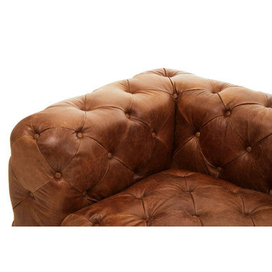 Brown Leather Left Arm Modern Chesterfield Sofa, Hoxton - Image 9