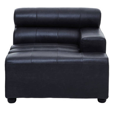 Black leather sectional sofa on a white background