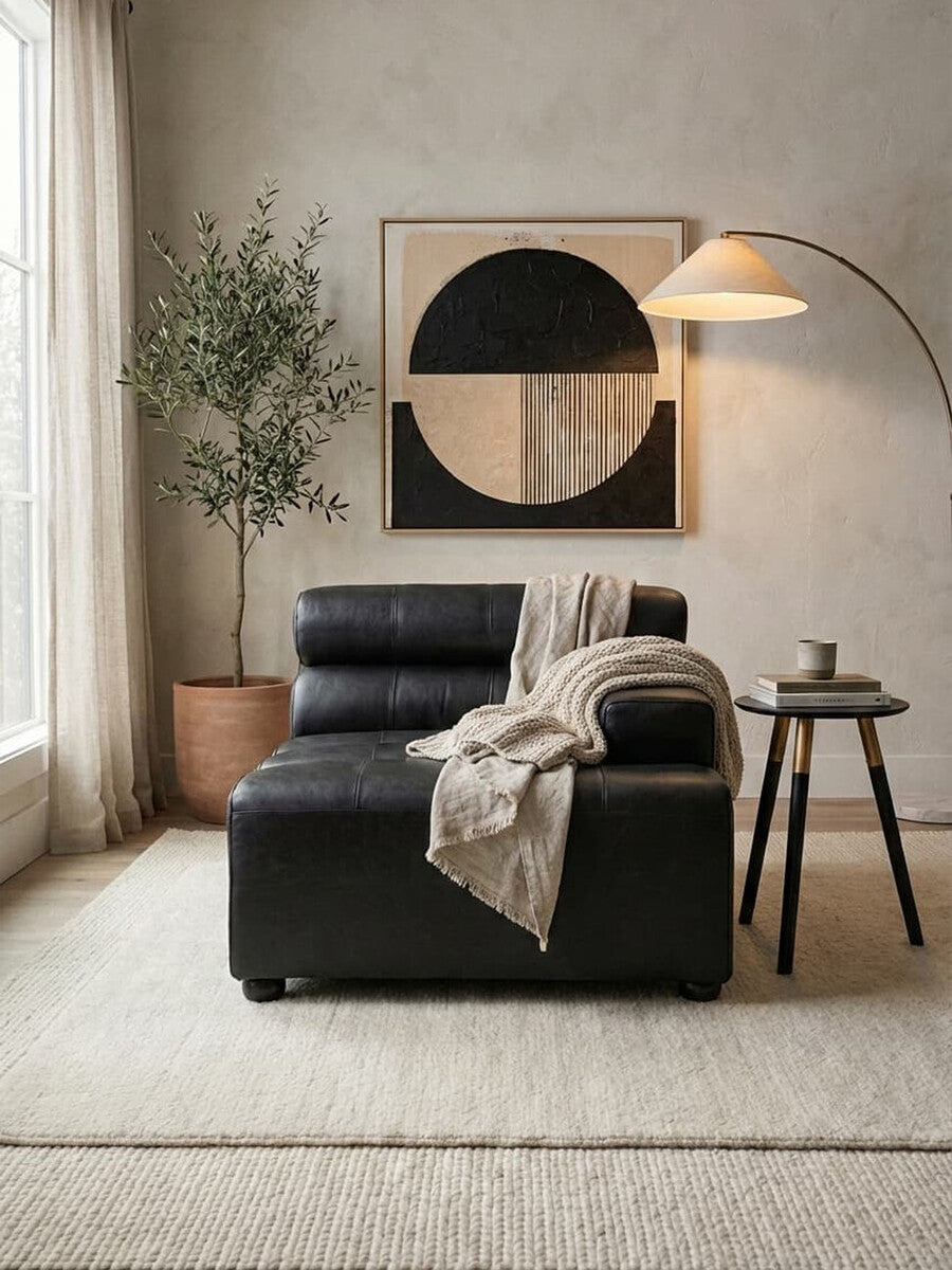 Right Arm Antique Black Leather Modular Sofas, King - Image 9