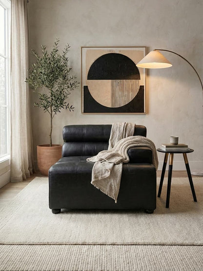 Right Arm Antique Black Leather Modular Sofas, King - Image 9