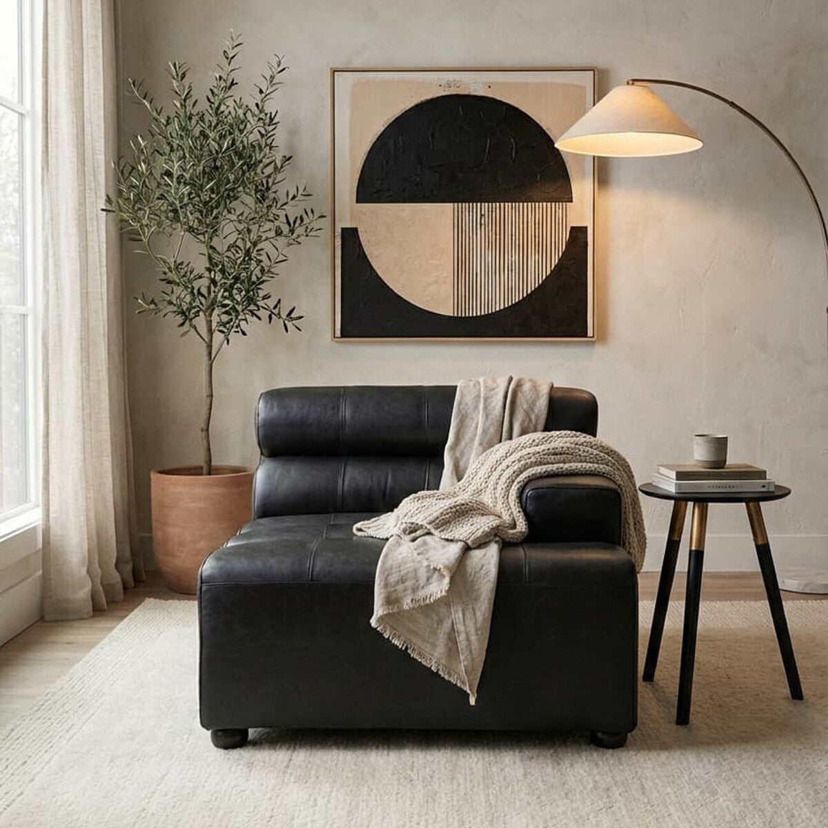 Right Arm Antique Black Leather Modular Sofas, King - Image 6