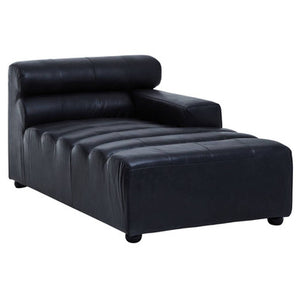 King Antique Black Leather Right Hand Modular Chaise Sofa
