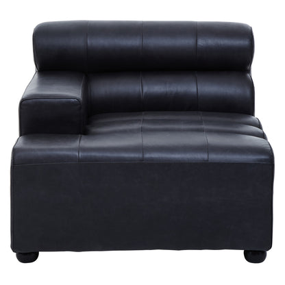 Black leather sectional sofa on a white background