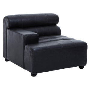 King Antique Black Leather Left Hand Modular Sofa Chair