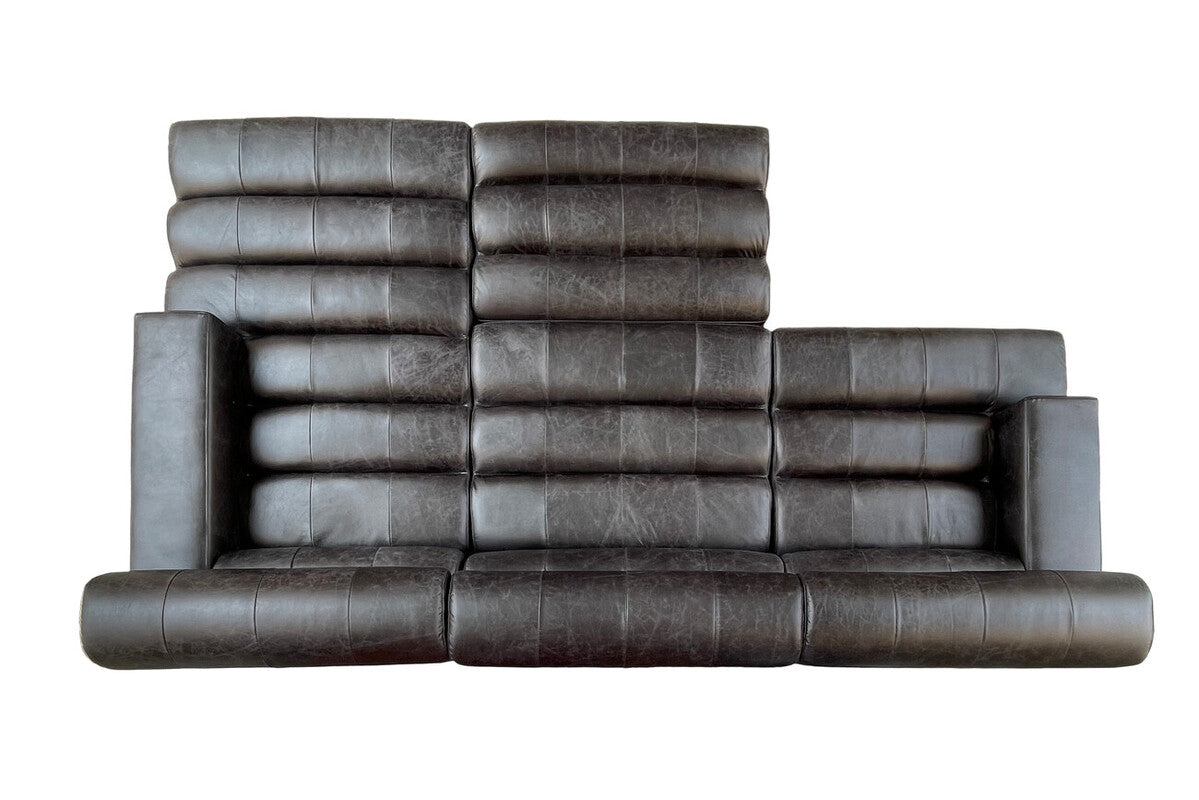 Left Arm Antique Black Modular Leather Sofa, King