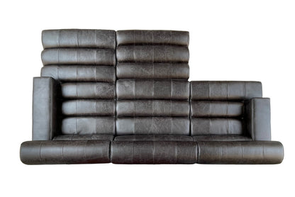 Left Arm Antique Black Modular Leather Sofa, King