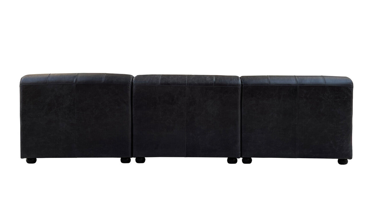 Left Arm Antique Black Modular Leather Sofa, King