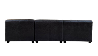 Left Arm Antique Black Modular Leather Sofa, King