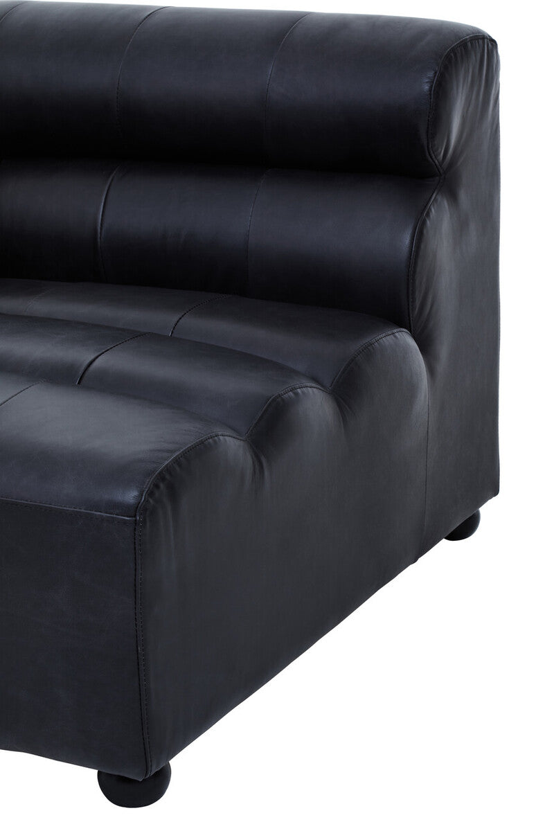 Left Arm Antique Black Modular Leather Sofa, King