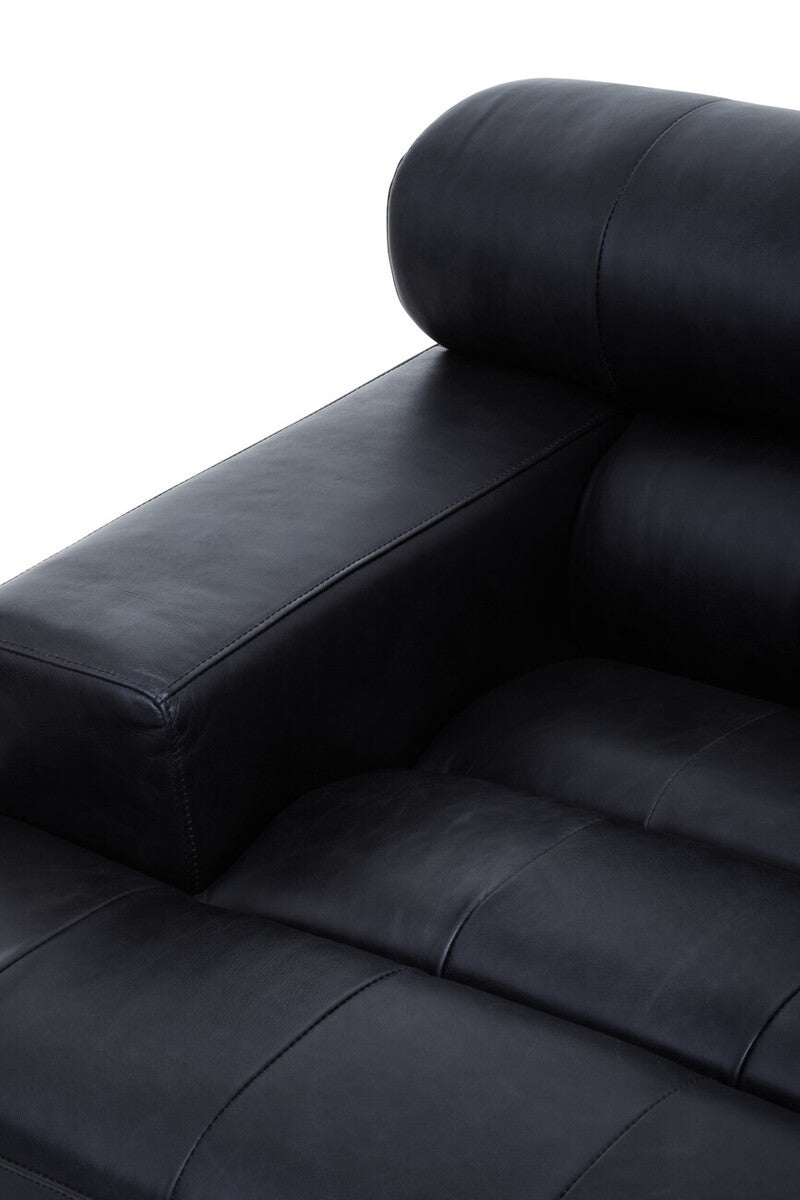 Left Arm Antique Black Modular Leather Sofa, King - Image 12