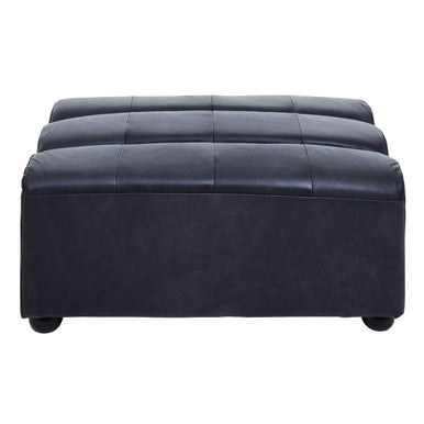 King Distressed Slate Leather Ottoman