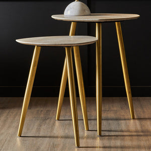 Cadio Natural Shagreen Effect Set of 2 Side Tables