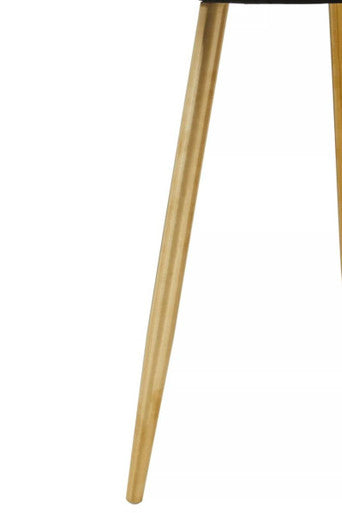 Set of 2 Natural Shagreen Leather Round Top Side Tables with Gold Finish Legs, Cadio