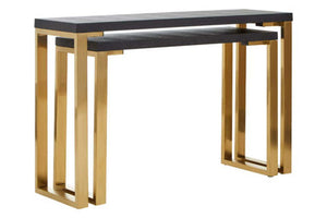Cardoba Set Of Two Black Shagreen Top Console Tables